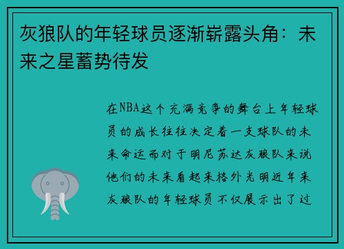 灰狼队的年轻球员逐渐崭露头角：未来之星蓄势待发